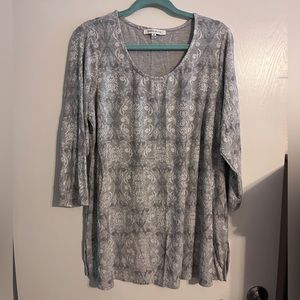 Rose + Olive Gray 3/4 Sleeve Blouse 1X